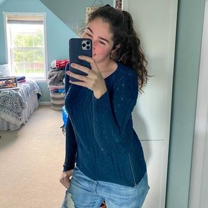 American Eagle dark teal sweater with zippers